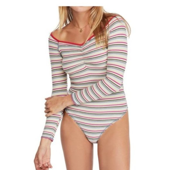 Free People Tops - Free People Put a Stripe on It Thong Bodysuit